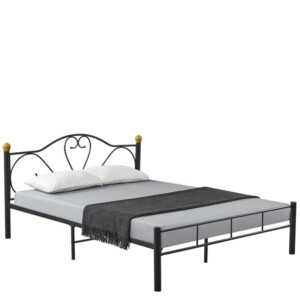 Κρεβάτι Υπέρδιπλο ArteLibre MOONRISE Μαύρο Μέταλλο Για Στρώμα 160x200cm