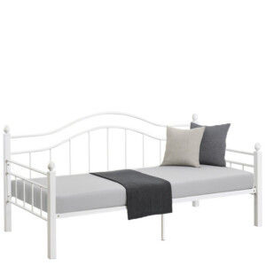 Καναπές Κρεβάτι ArteLibre PECOS Λευκό Μέταλλο Για Στρώμα 90x190cm