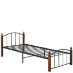 Κρεβάτι Μονό ArteLibre LARAMIE Μαύρο/Καρυδί Μέταλλο 210x98x76cm (Στρώμα 90x200cm) - Image 2