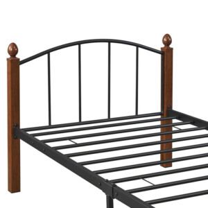 Κρεβάτι Μονό ArteLibre LARAMIE Μαύρο/Καρυδί Μέταλλο Για Στρώμα 90x200cm - Image 5