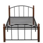 Κρεβάτι Μονό ArteLibre LARAMIE Μαύρο/Καρυδί Μέταλλο 210x98x76cm (Στρώμα 90x200cm) - Image 6