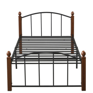 Κρεβάτι Μονό ArteLibre LARAMIE Μαύρο/Καρυδί Μέταλλο Για Στρώμα 90x200cm - Image 6