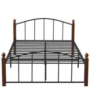 Κρεβάτι Ημίδιπλο ArteLibre LARAMIE Μαύρο/Καρυδί Μέταλλο Για Στρώμα 120x200cm - Image 4