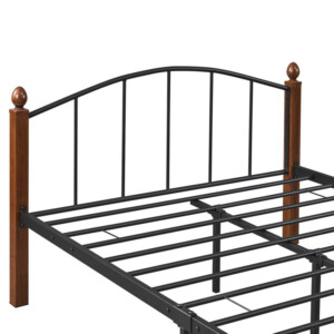 Κρεβάτι Ημίδιπλο ArteLibre LARAMIE Μαύρο/Καρυδί Μέταλλο Για Στρώμα 120x200cm - Image 6