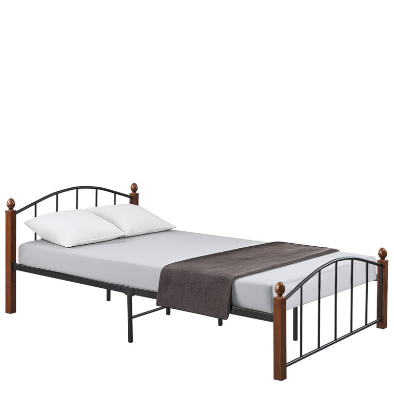 Κρεβάτι Ημίδιπλο ArteLibre LARAMIE Μαύρο/Καρυδί Μέταλλο 210x128x76cm (Στρώμα 120x200cm)