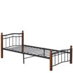 Κρεβάτι Μονό ArteLibre ARROWHEAD Μαύρο/Καρυδί Μέταλλο 210x98x85cm (Στρώμα 90x200cm) - Image 2