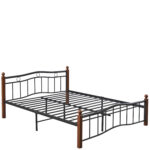 Κρεβάτι Ημίδιπλο ArteLibre ARROWHEAD Μαύρο/Καρυδί Μέταλλο 210x128x85cm (Στρώμα 120x200cm) - Image 2