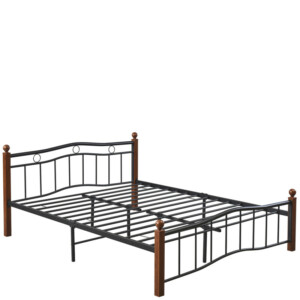 Κρεβάτι Ημίδιπλο ArteLibre ARROWHEAD Μαύρο/Καρυδί Μέταλλο Για Στρώμα 120x200cm - Image 2