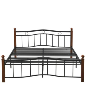 Κρεβάτι Ημίδιπλο ArteLibre ARROWHEAD Μαύρο/Καρυδί Μέταλλο Για Στρώμα 120x200cm - Image 4