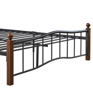 Κρεβάτι Ημίδιπλο ArteLibre ARROWHEAD Μαύρο/Καρυδί Μέταλλο Για Στρώμα 120x200cm - Image 6