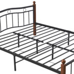 Κρεβάτι Ημίδιπλο ArteLibre ARROWHEAD Μαύρο/Καρυδί Μέταλλο 210x128x85cm (Στρώμα 120x200cm) - Image 7