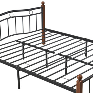 Κρεβάτι Ημίδιπλο ArteLibre ARROWHEAD Μαύρο/Καρυδί Μέταλλο Για Στρώμα 120x200cm - Image 7