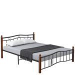 Κρεβάτι Ημίδιπλο ArteLibre ARROWHEAD Μαύρο/Καρυδί Μέταλλο 210x128x85cm (Στρώμα 120x200cm)