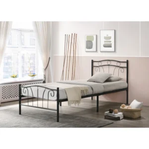 Κρεβάτι Διπλό ArteLibre ARCADIA Μαύρο Μέταλλο 197x153x97cm (Στρώμα 150x200cm) - Image 2