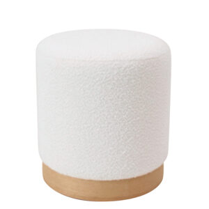 Σκαμπό ArteLibre KENTUCK Με Ξύλινη Βάση Λευκό Ύφασμα Μπουκλέ 38x38x40cm