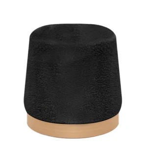 Σκαμπό ArteLibre PRIMULA Με Ξύλινη Βάση Μαύρο Ύφασμα Teddy 38x38x41cm