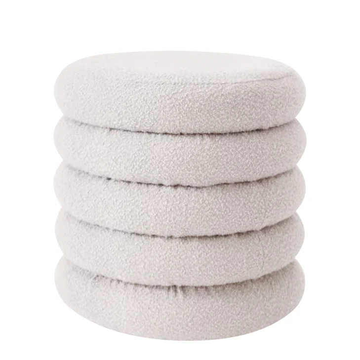 Σκαμπό ArteLibre CAMBRIA Με Αποθηκευτικό Χώρο Λευκό Ύφασμα Μπουκλέ 44x44x44cm