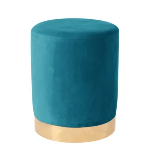 Σκαμπό ArteLibre MILTONIA Με Μεταλλική Βάση Πετρόλ Βελούδο 32x32x41cm