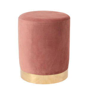 Σκαμπό ArteLibre MILTONIA Με Μεταλλική Βάση Ροζ Βελούδο 32x32x41cm