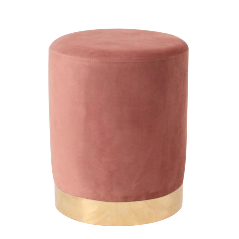 Σκαμπό ArteLibre MILTONIA Με Μεταλλική Βάση Ροζ Βελούδο 32x32x41cm