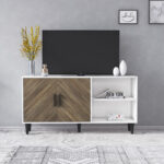 Έπιπλο Τηλεόρασης ArteLibre BERISO Λευκό/Καρυδί Μοριοσανίδα/Μελαμίνη 150x35x75cm - Image 6