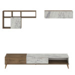 Σύνθετο ArteLibre ISOLDE Δρυς/Λευκό Μάρμαρο Μοριοσανίδα/Μελαμίνη 180x33x41cm - Image 2