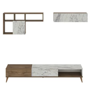Σύνθετο ArteLibre ISOLDE Δρυς/Λευκό Μάρμαρο Μοριοσανίδα/Μελαμίνη 180x33x41cm - Image 2