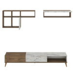 Σύνθετο ArteLibre ISOLDE Δρυς/Λευκό Μάρμαρο Μοριοσανίδα/Μελαμίνη 180x33x41cm - Image 3