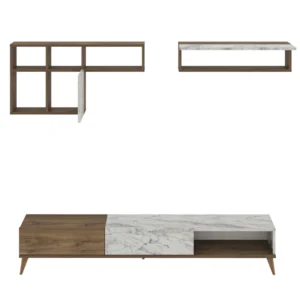 Σύνθετο ArteLibre ISOLDE Δρυς/Λευκό Μάρμαρο Μοριοσανίδα/Μελαμίνη 180x33x41cm - Image 3