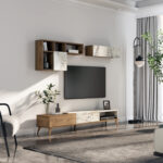 Σύνθετο ArteLibre ISOLDE Δρυς/Λευκό Μάρμαρο Μοριοσανίδα/Μελαμίνη 180x33x41cm - Image 4