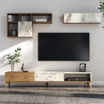 Σύνθετο ArteLibre ISOLDE Δρυς/Λευκό Μάρμαρο Μοριοσανίδα/Μελαμίνη 180x33x41cm - Image 5