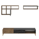 Σύνθετο ArteLibre ISOLDE Δρυς/Μαύρο Μάρμαρο Μοριοσανίδα/Μελαμίνη 180x33x41cm - Image 3