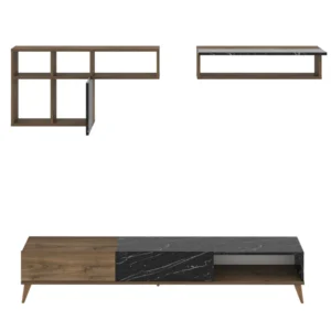 Σύνθετο ArteLibre ISOLDE Δρυς/Μαύρο Μάρμαρο Μοριοσανίδα/Μελαμίνη 180x33x41cm - Image 3