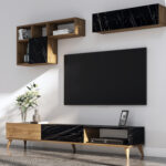 Σύνθετο ArteLibre ISOLDE Δρυς/Μαύρο Μάρμαρο Μοριοσανίδα/Μελαμίνη 180x33x41cm - Image 4