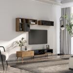 Σύνθετο ArteLibre ISOLDE Δρυς/Μαύρο Μάρμαρο Μοριοσανίδα/Μελαμίνη 180x33x41cm - Image 6