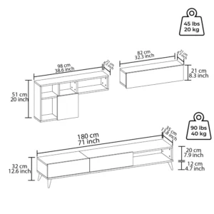 Σύνθετο ArteLibre ISOLDE Δρυς/Μαύρο Μάρμαρο Μοριοσανίδα/Μελαμίνη 180x33x41cm - Image 8
