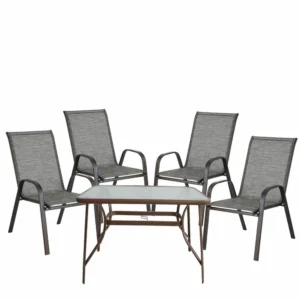 Σετ Τραπεζαρία Κήπου ArteLibre SUN Μέταλλο Καφέ Με 4 Πολυθρόνες 14990055