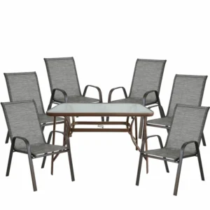 Σετ Τραπεζαρία Κήπου ArteLibre SUN Μεταλλική Καφέ Με 6 Πολυθρόνες 14990056 - Image 2