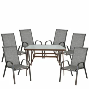 Σετ Τραπεζαρία Κήπου ArteLibre SUN Μέταλλο Καφέ Με 6 Πολυθρόνες 14990065 - Image 2