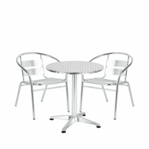 Σετ Τραπεζαρία Κήπου ArteLibre IO Αλουμίνιο Ασημί Με 2 Πολυθρόνες 14990090 - Image 2