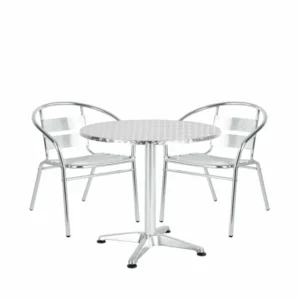 Σετ Τραπεζαρία Κήπου ArteLibre IO Αλουμίνιο Ασημί Με 2 Πολυθρόνες 14990094 - Image 2