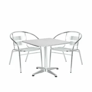 Σετ Τραπεζαρία Κήπου ArteLibre CALLISTO Αλουμίνιο Ασημί Με 2 Πολυθρόνες 14990102