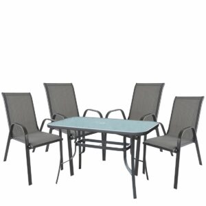 Σετ Τραπεζαρία Κήπου ArteLibre SUN Μέταλλο Γκρι Με 4 Πολυθρόνες 14990109