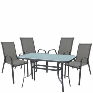 Σετ Τραπεζαρία Κήπου ArteLibre SUN Μέταλλο Γκρι Με 4 Πολυθρόνες 14990110