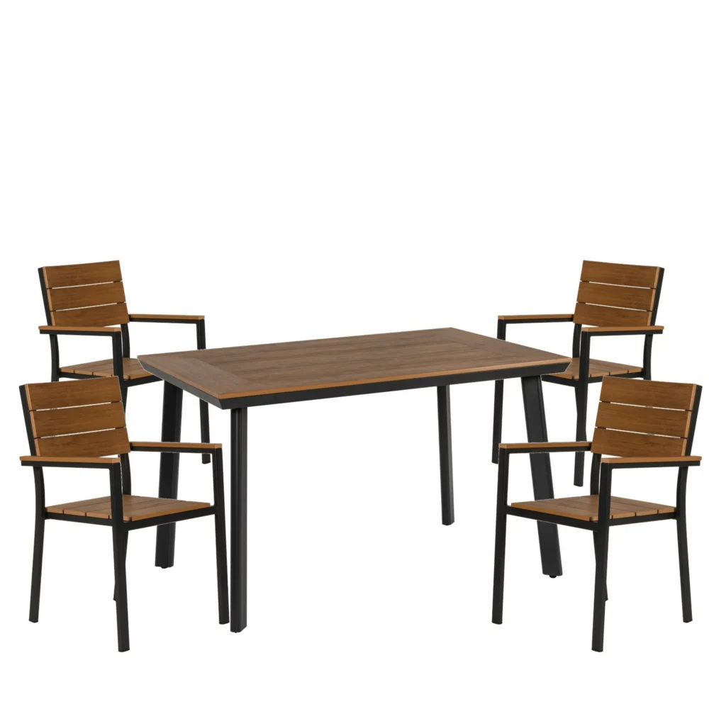 Σετ Τραπεζαρία Κήπου ArteLibre EPUPA Μαύρο/Καρυδί Αλουμίνιο/Ξύλο Με 4 Πολυθρόνες 14990197 Σετ Τραπεζαρία Κήπου ArteLibre EPUPA Μαύρο/Καρυδί Αλουμίνιο/Ξύλο Με 4 Πολυθρόνες 14990197