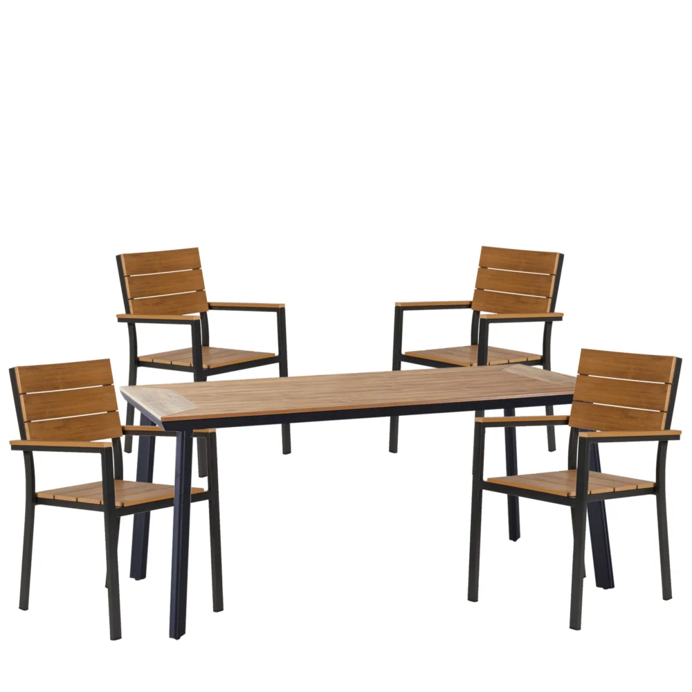 Σετ Τραπεζαρία Κήπου ArteLibre EPUPA Μαύρο/Καρυδί Αλουμίνιο/Ξύλο Με 4 Πολυθρόνες 14990198 Σετ Τραπεζαρία Κήπου ArteLibre EPUPA Μαύρο/Καρυδί Αλουμίνιο/Ξύλο Με 4 Πολυθρόνες 14990198