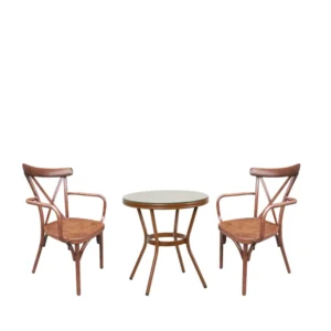 Σετ Τραπεζαρία Κήπου ArteLibre BURUNDI Μπαμπού Αλουμίνιο/Γυαλί Με 2 Καρέκλες 14990215