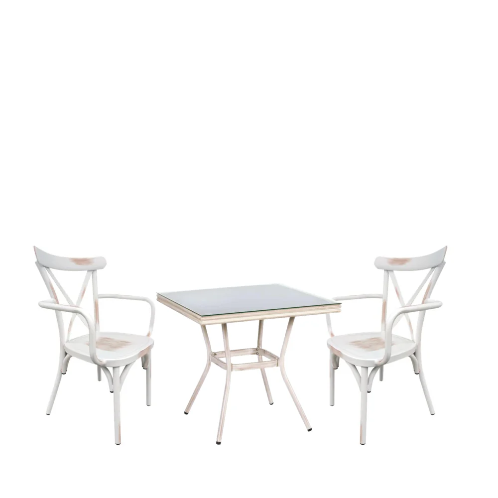 Σετ Τραπεζαρία Κήπου ArteLibre ANGOLA Λευκό Αντικέ Με 2 Καρέκλες 14990218