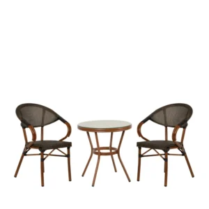 Σετ Τραπεζαρία Κήπου ArteLibre BURUNDI Μπαμπού Αλουμίνιο/Γυαλί Με 2 Πολυθρόνες 14990221