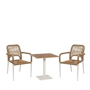 Σετ Τραπεζαρία Κήπου ArteLibre NAMIBIA Λευκό/Καρυδί Αλουμίνιο/Ξύλο Με 2 Πολυθρόνες 14990268